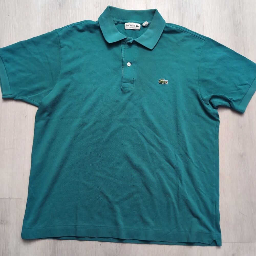 Lacoste Polo Mens Size Large Green/Teal Classic Fit Short Sleeve Lacoste Polo
